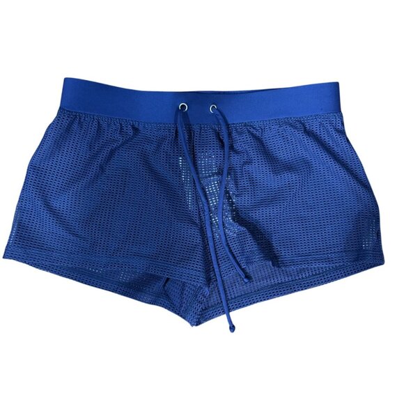 NEW Splendid Womens S Mesh Athletic lined Workout Running Activewear Blue Short - Picture 2 of 8